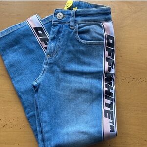 Off-White Denim Jeans with Pink Side Stripes